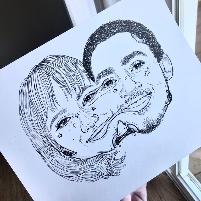 Creepy Couples Portrait Outline