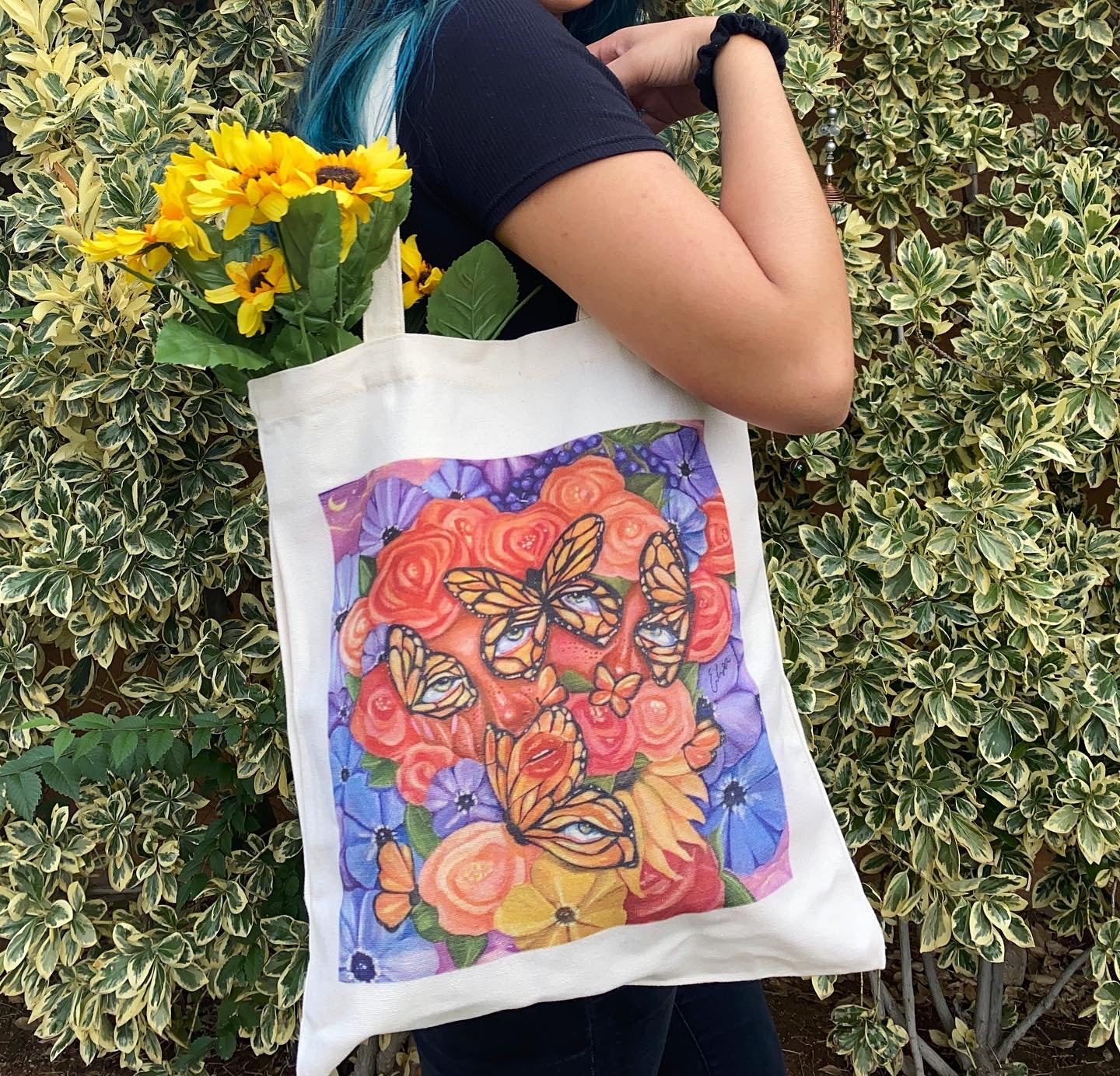 Seeing through the Butterfly eye tote bag